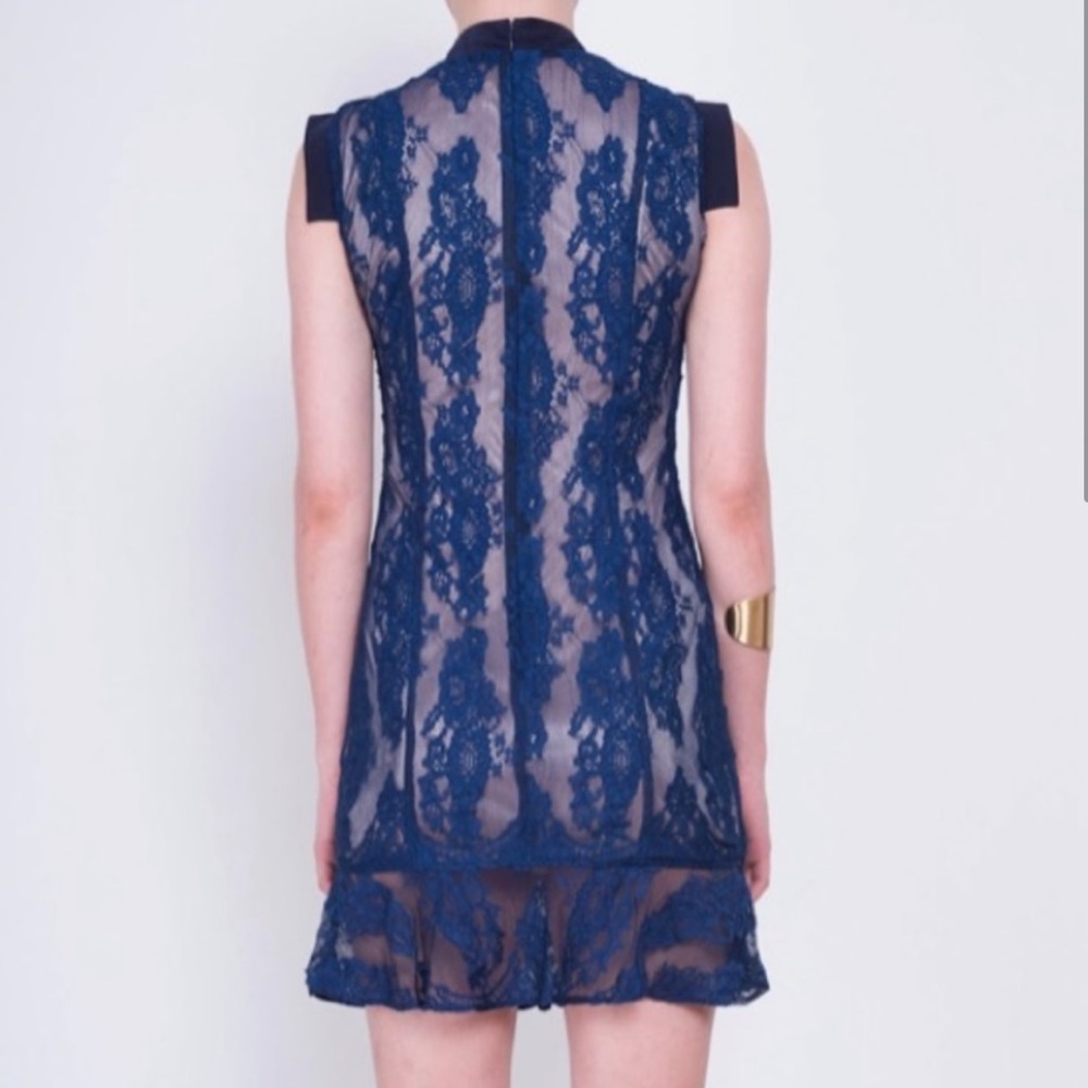 Aijek Wonderment Blue Lace Mini Dress Size 3 - Picture 2 of 8
